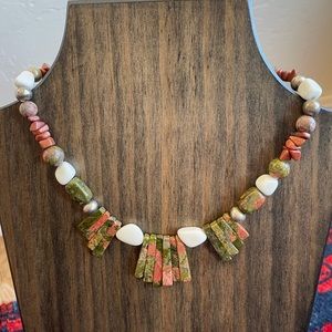 Vintage Choker Stone & Leather Necklace